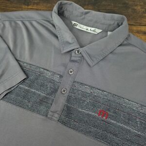 Travis Mathew Men's Polo Shirt Gray Red Pima Cotton Blend Size‎ XL